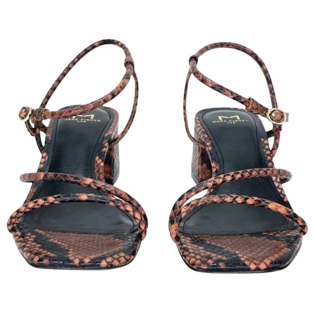 Marc Fisher LTD Womens Sandal 6M Jiny2 Brown Snake Print Block Heel - Picture 4 of 16